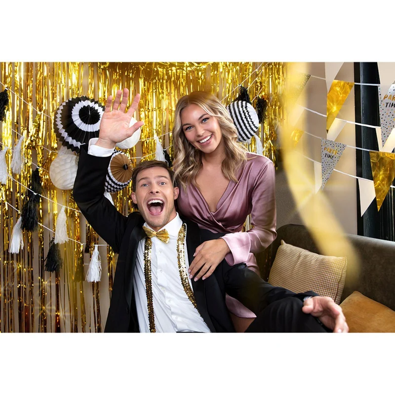 Fransengirlande "Party time" 300 cm | Schwarz Gold