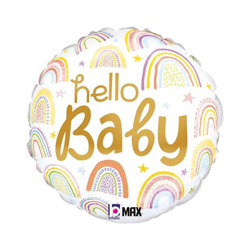 18"/Ø46cm Folienballon Regenbogen "Hello Baby"