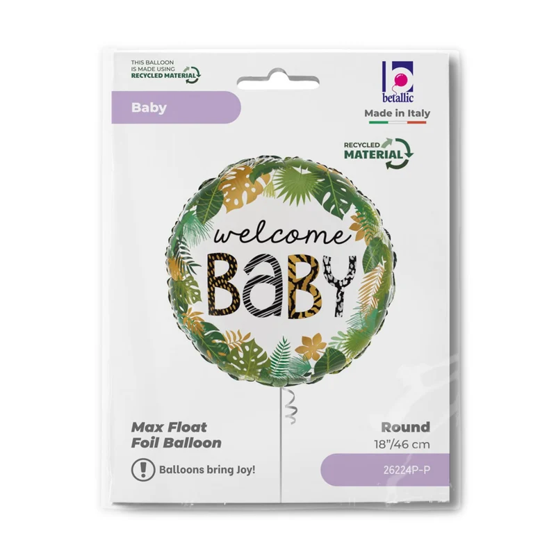 18"/Ø46cm Folienballon Dschungel "Welcome Baby"