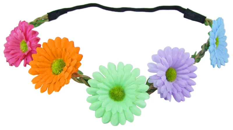 Hippie Set 3-tlg. - Margeriten Haarband, Peace Kette und Lennon Brille | Lila