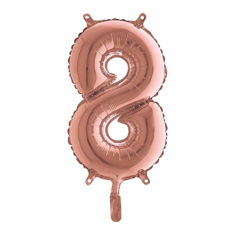 14"/Ø36cm Mini Zahlen Folienballon | Rosegold #8