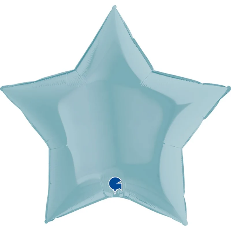 36"/Ø91cm Folienballon Uni Stern | Blau Pastell