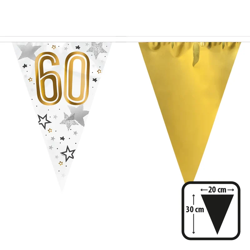 "Happy Birthday" Wimpelkette 30x20cm, 6m | Gold #60