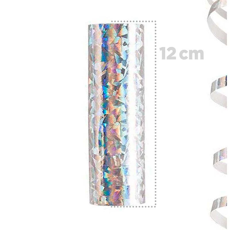 Luftschlangen "Holografisch" 4m / 5 Rollen Gold/Silber