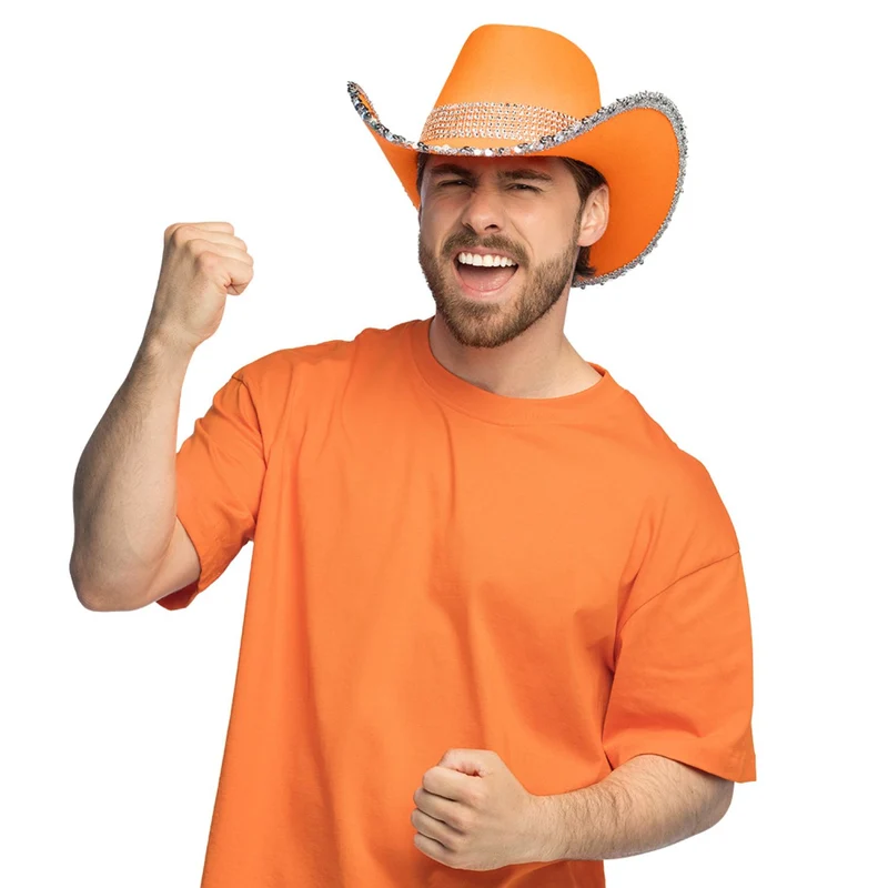 Cowboyhut "Spark" mit Pailetten | Neon Orange