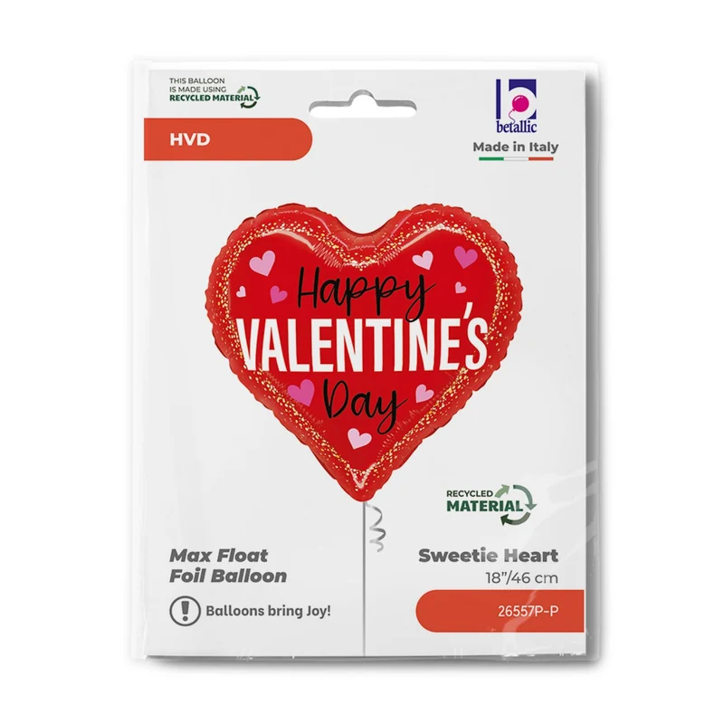 18"/Ø46cm Herz Folienballon "Happy Valentines Day"