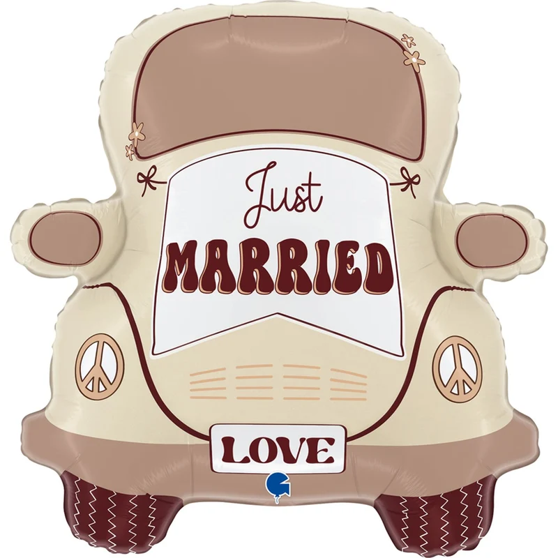 Shape Folienballon Hippie Auto "Just Married" | 66 cm