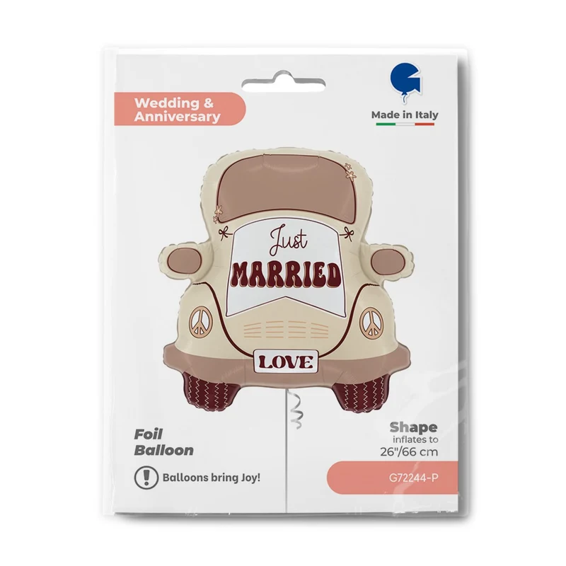 Shape Folienballon Hippie Auto "Just Married" | 66 cm