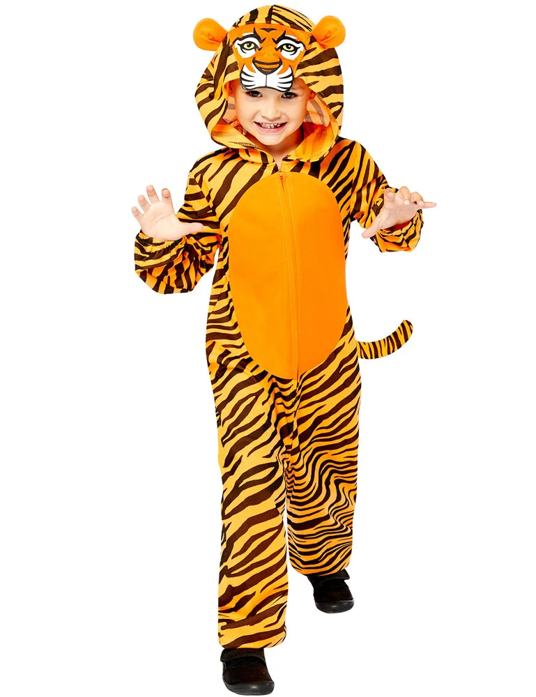 Tiger Kostüm für Kinder - Onesie | Overall Tierkostüm Zoo Safari