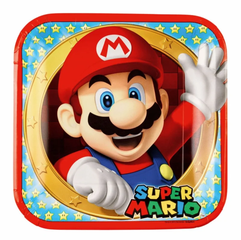 Pappteller "Super Mario" Quadratisch | Ø23cm/8Stk.
