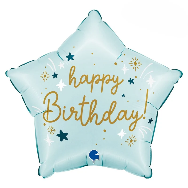 18"/Ø46cm Folienballon Stern "Happy Birthday" Blau