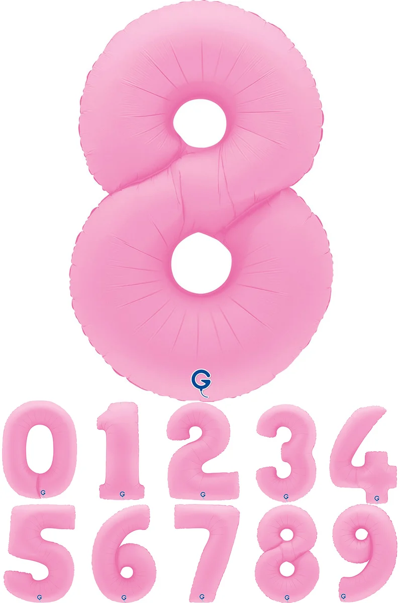 XXL Zahlen Folienballon 40"/102cm | Matte Sakura Pink