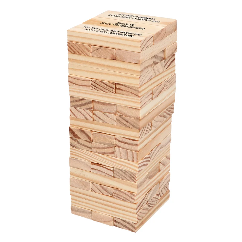 Trinkspiel "Drinking tower" - 4 Glas-Schnapsgläser 54 Holzklötze