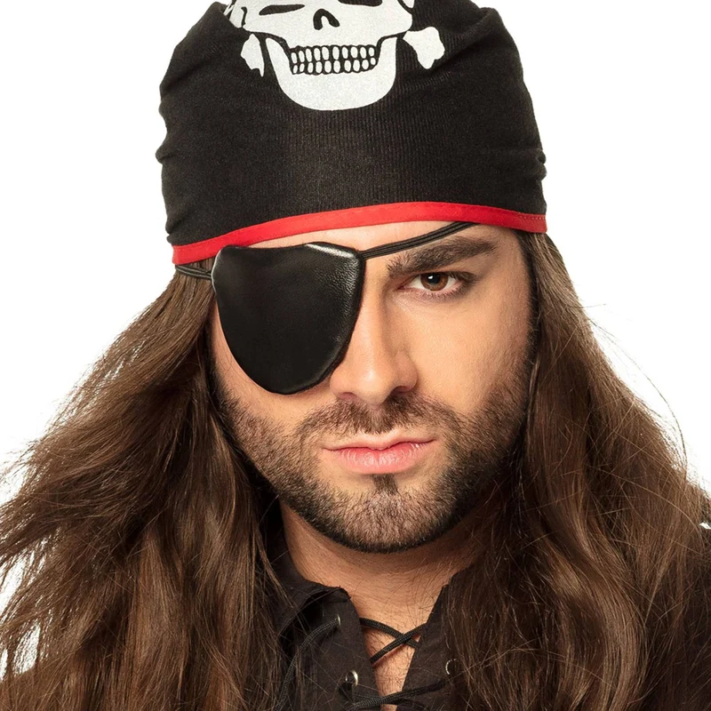 Bandana Pirat Thomas mit Augenklappe | Schwarz