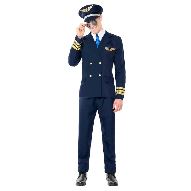 Kostüm Pilot Orville für Herren | Hose, Hemd, Jacke, Krawatte und Mütze