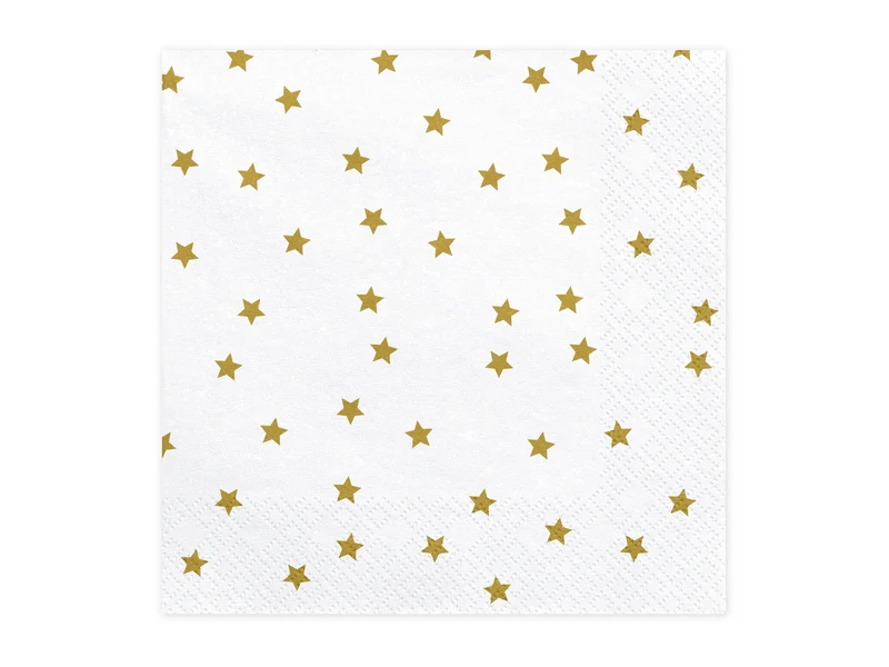 Servietten "Sterne" 20Stk./33x33cm | Weiß/Gold