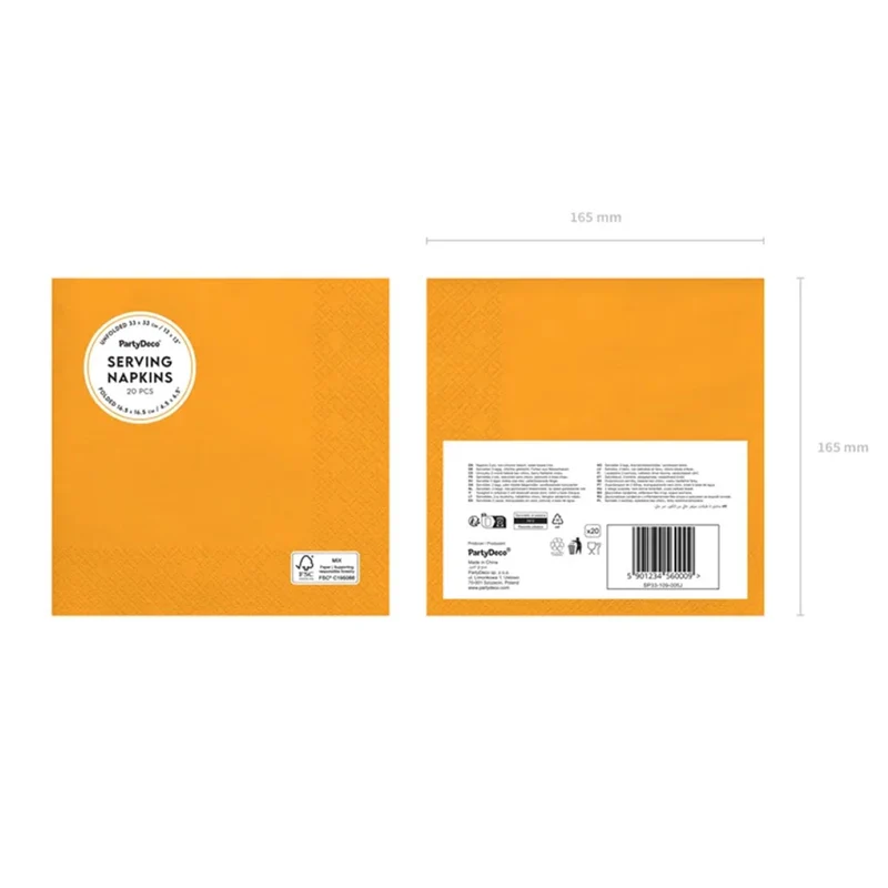 Servietten Uni 20Stk./33x33cm | Orange