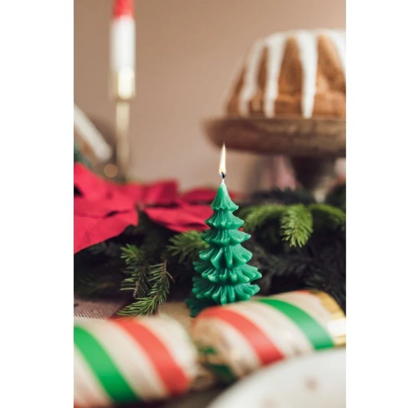 Kerze Weihnachtsbaum | Grün 10 cm