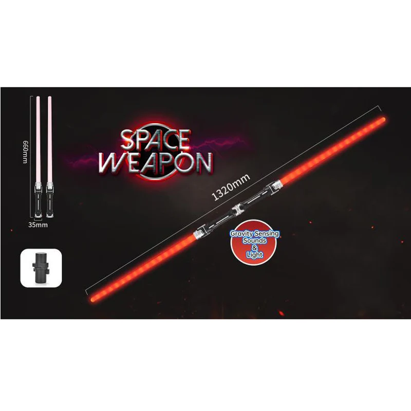 Lichtschwert "Galactica" mit Licht und Sound - 2er Set | Rot