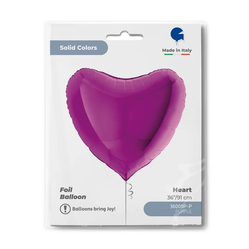 36"/Ø91cm Folienballon Uni Herz | Lila