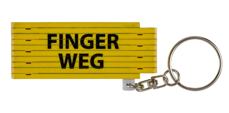 Metall Schlüsselanhänger Zollstock mit Sprüchen 2-farbig | 4-fach sortiert