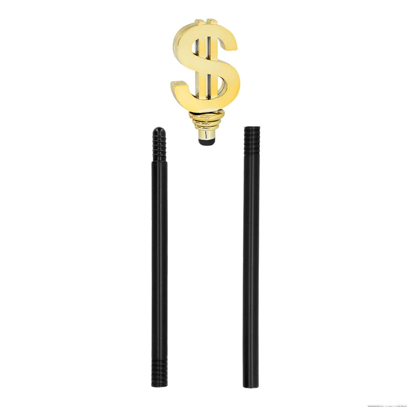 Gehstock "Zuhälter" mit Dollar-Zeichen 76 cm | Gold