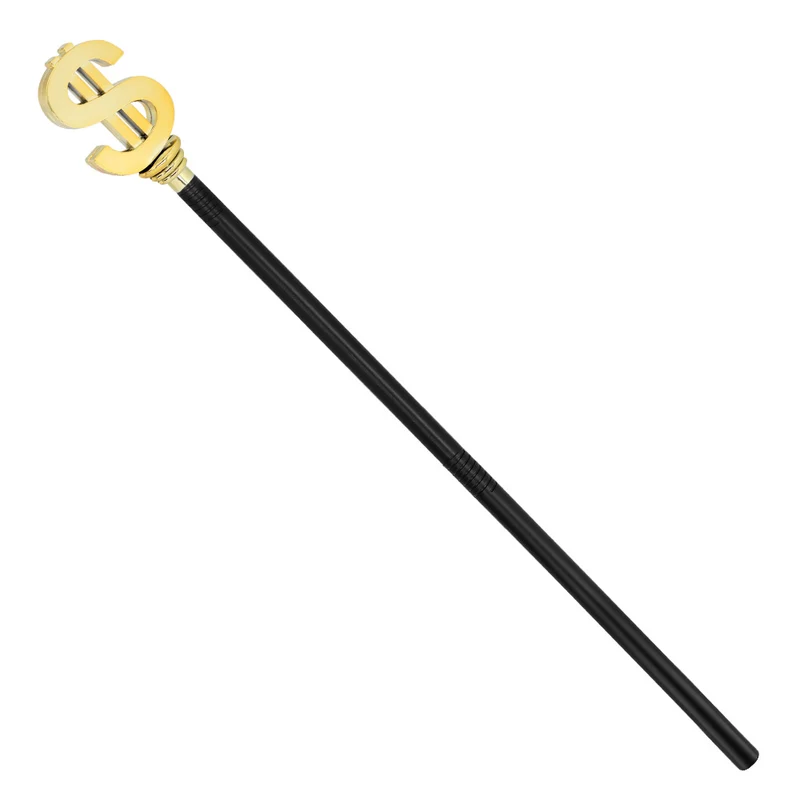 Gehstock "Zuhälter" mit Dollar-Zeichen 76 cm | Gold