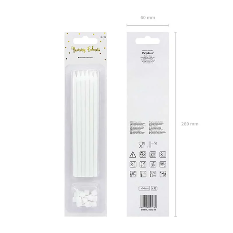 Kerzen & Halter 14 cm | 12Stk. - Glatt Weiß