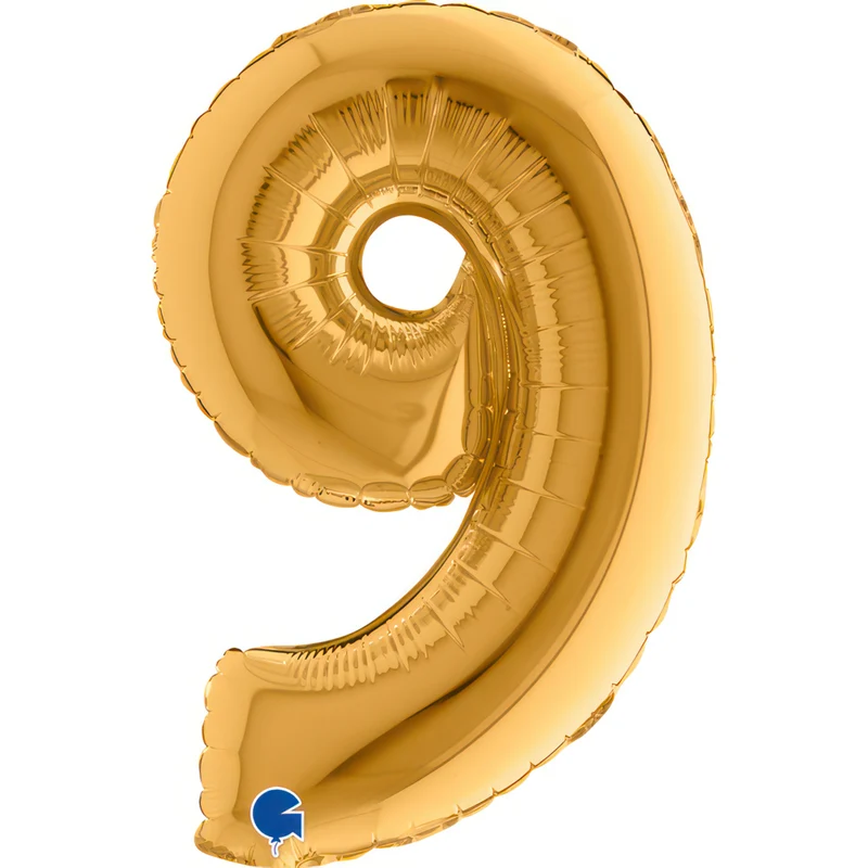 14"/Ø36cm Mini Zahlen Folienballon | Gold #9