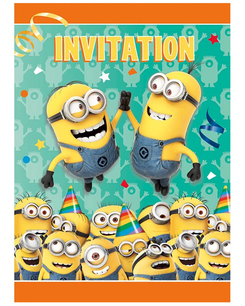 "Minions" Deko | 8 Einladungskarten 13x9cm