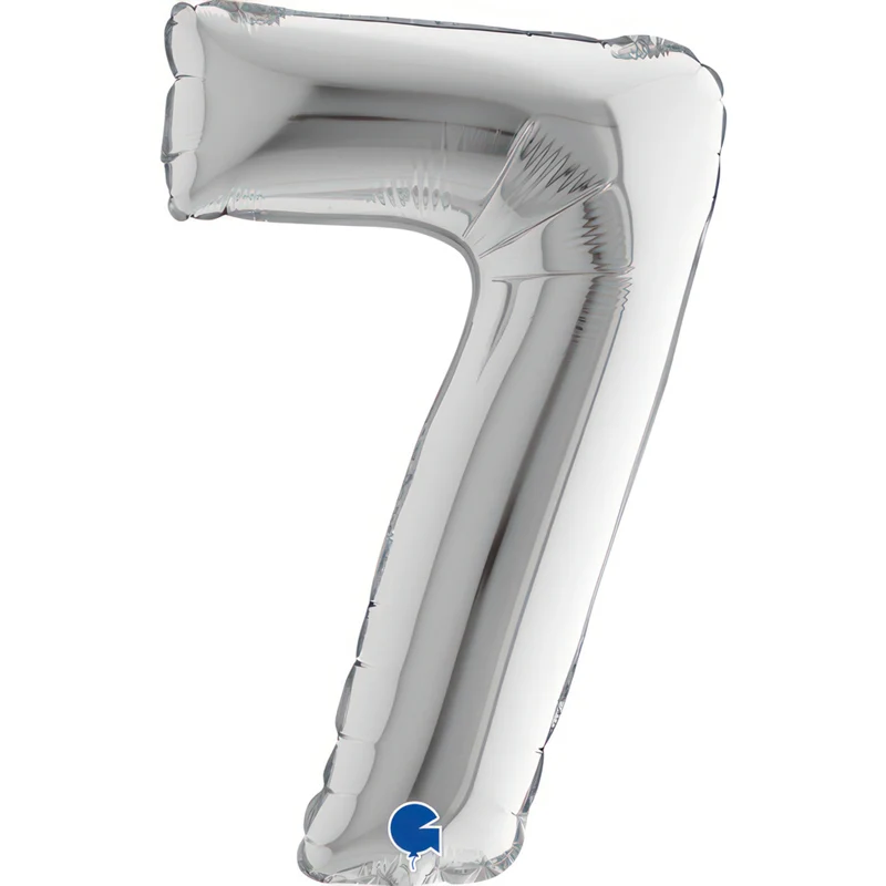 14"/Ø36cm Mini Zahlen Folienballon | Silber #7