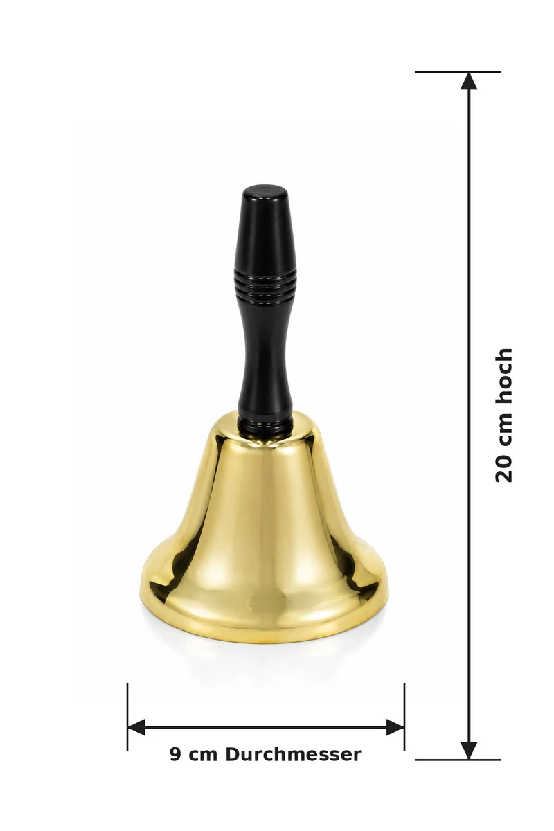 Weihnachtsmann Handglocke 20 cm | Gold mit schwarzem Griff