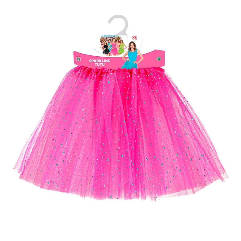 Glitzer Petticoat Tütü für Damen 40 cm | Pink