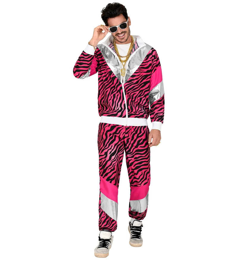 Party Trainingsanzug "Pinker Tigerprint" für Erwachsene