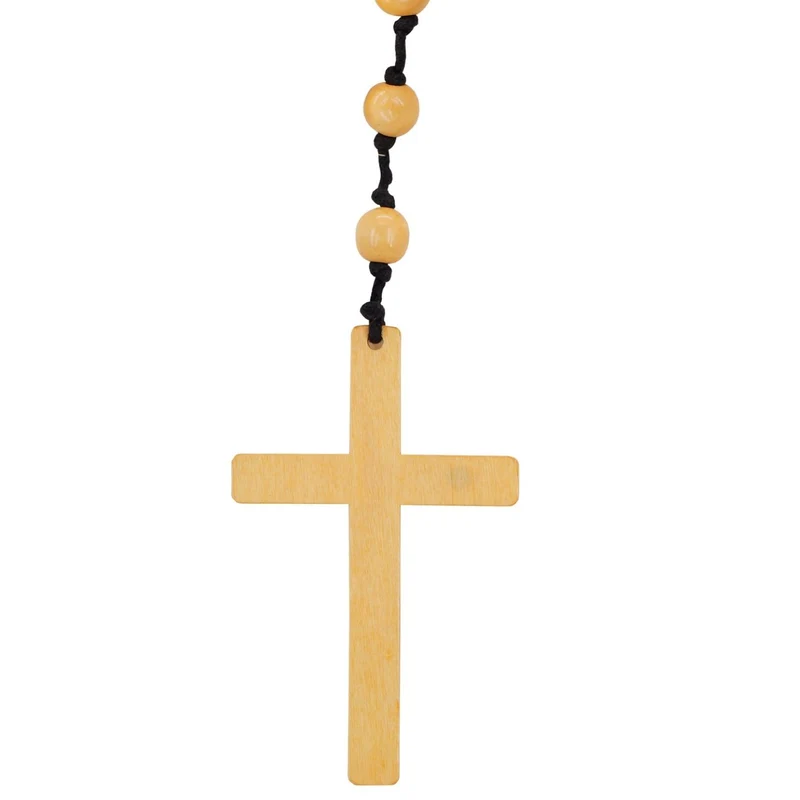 Rosenkranz Halskette mit Kreuz | Braun - Mönch Kostüm