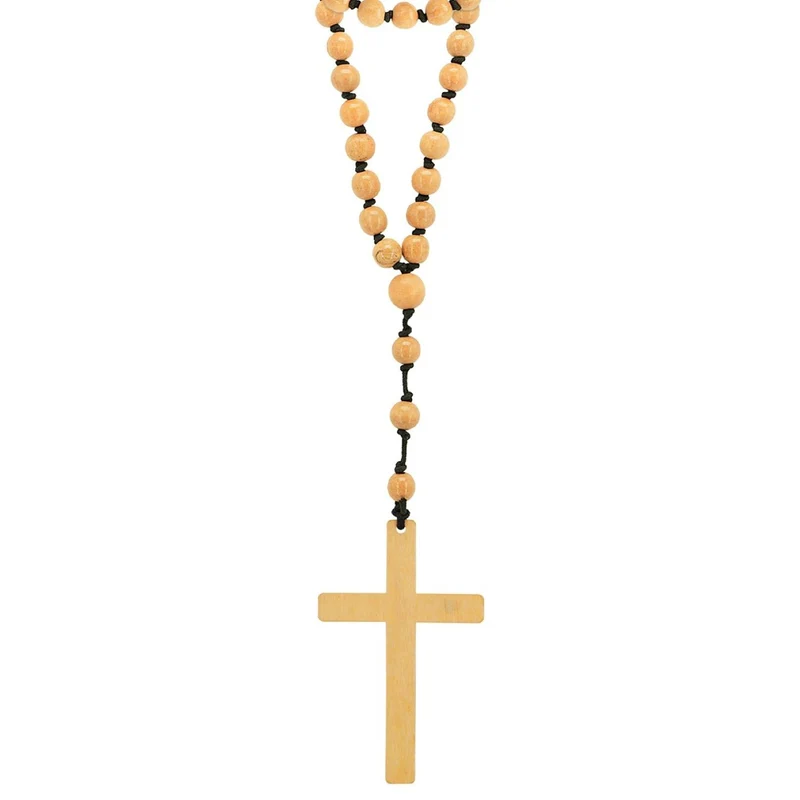 Rosenkranz Halskette mit Kreuz | Braun - Mönch Kostüm