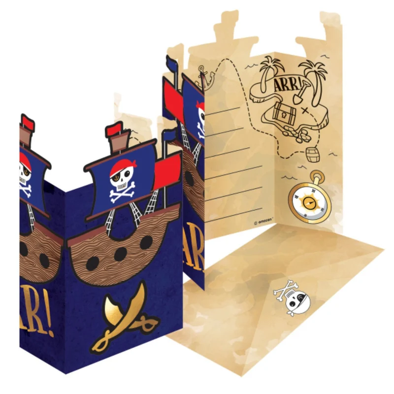 "Pirates Map" | 8 Einladungskarten & Umschläge