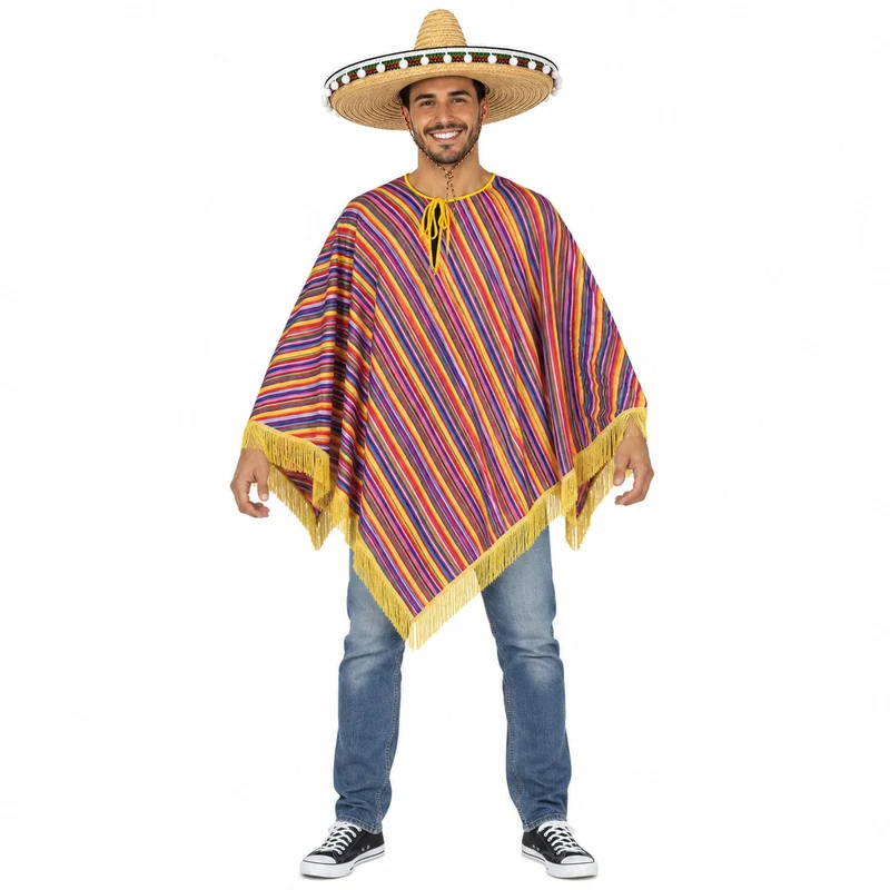 Mexiko Kostüm "Alechandro" Poncho mit Fransen | für Damen und Herren