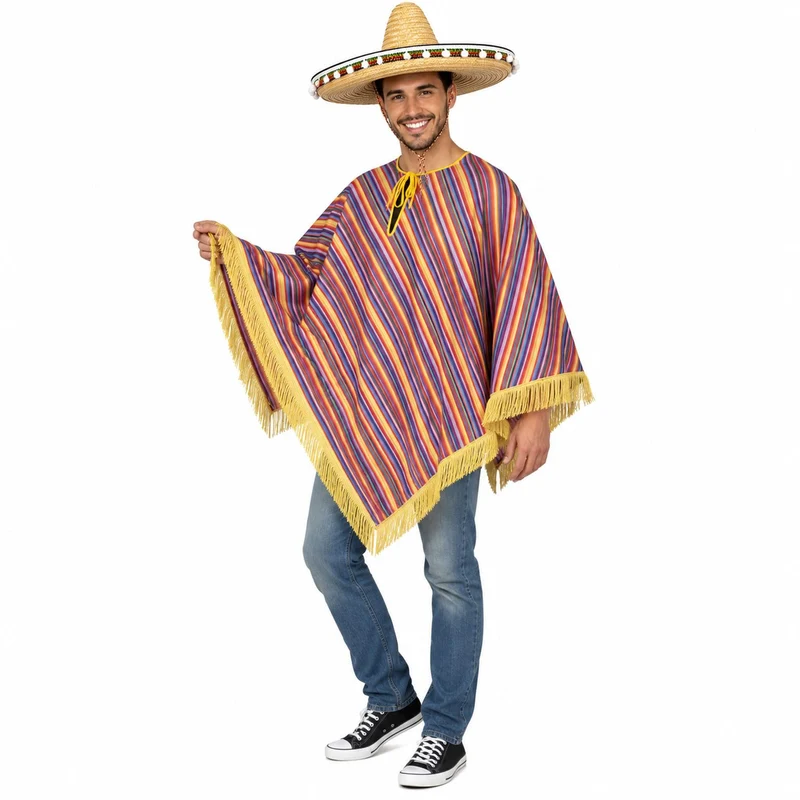 Mexiko Kostüm "Alechandro" Poncho mit Fransen | für Damen und Herren