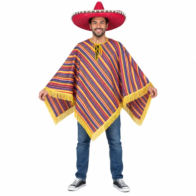 Mexiko Kostüm "Alechandro" Poncho mit Fransen | für Damen und Herren