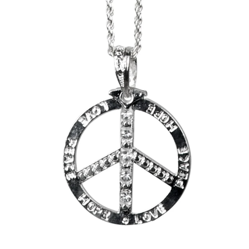 Hippie Halskette "Love Peace Hope" | Silber