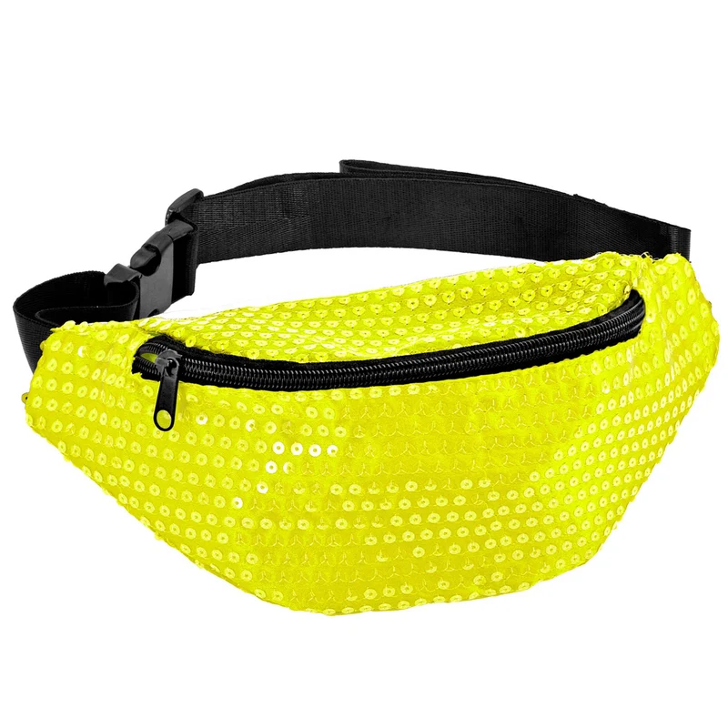 Neon Bauchtasche mit Pailletten | Gelb