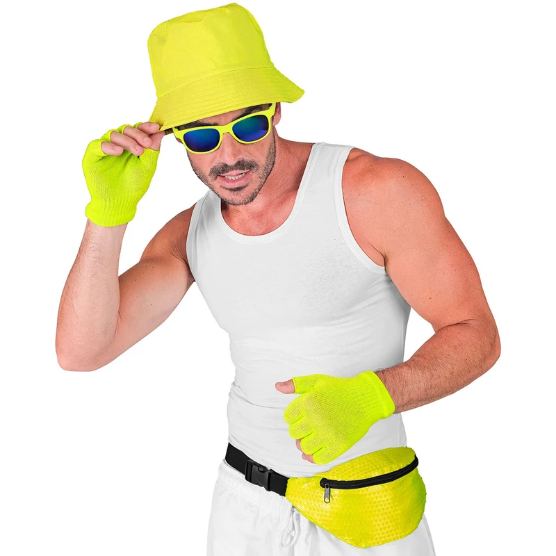 Neon Bauchtasche mit Pailletten | Gelb