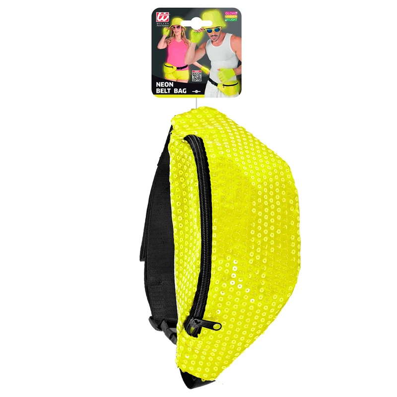 Neon Bauchtasche mit Pailletten | Gelb