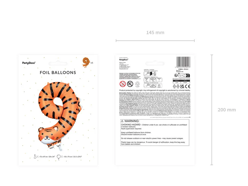 XXL Zahlen Folienballon 87 cm | #9 Tiger