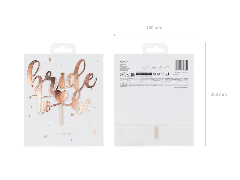 Tortendeko "Bride To Be" 17,5cm | Rosegold
