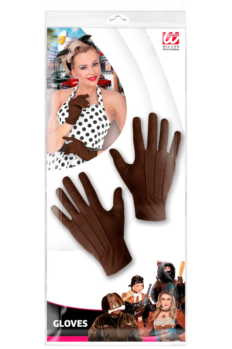 Kurze Handschuhe "L.A." zum Kostüm 31 cm | Braun