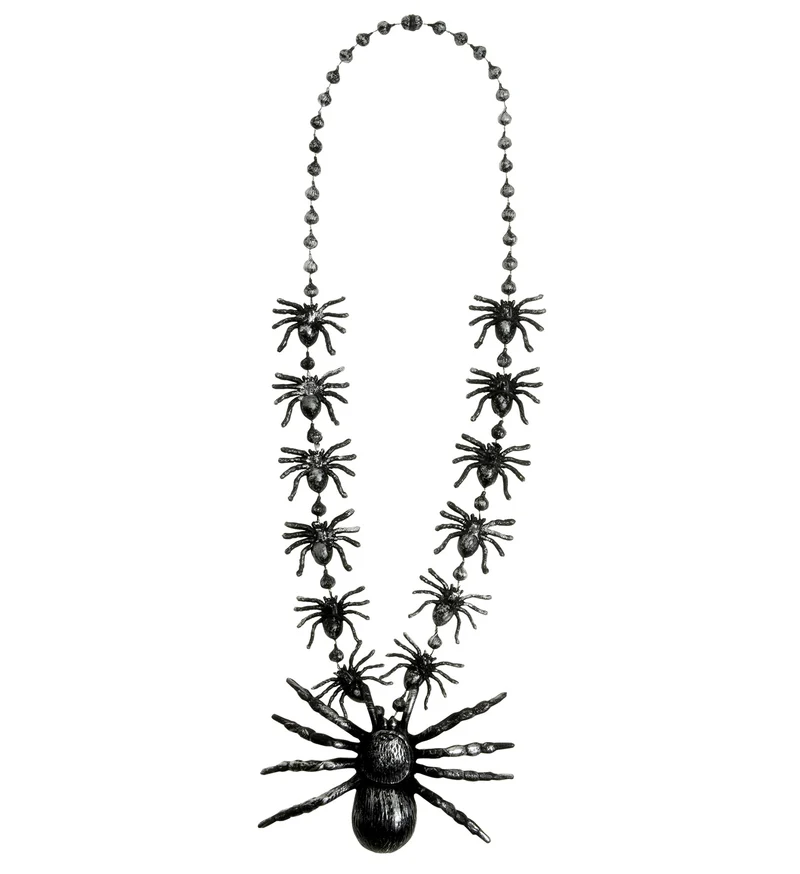 Halskette "Schwarze Spinnen" 40cm | Schwarz - Schmuck Halloween Kostüm Hexe Vampir