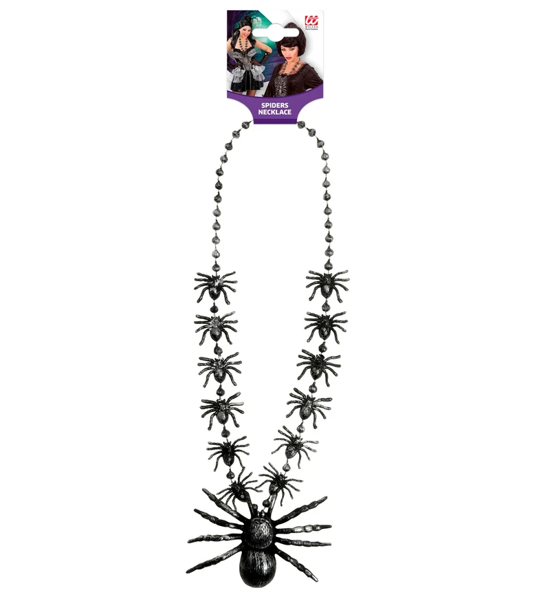 Halskette "Schwarze Spinnen" 40cm | Schwarz - Schmuck Halloween Kostüm Hexe Vampir