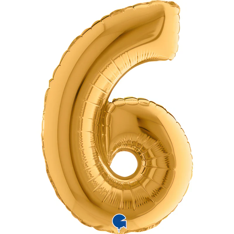 14"/Ø36cm Mini Zahlen Folienballon | Gold #6